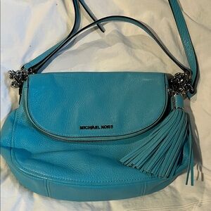 Mew Michael Kors Turquoise Leather Shoulder Bag with Tassel